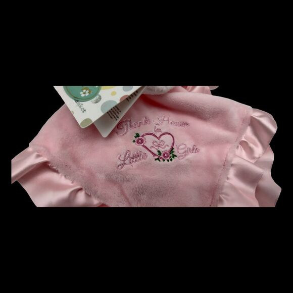 Macys Sweet Stuffed Lambie Plush Little Me Pink Snuggle Rattle Blanket Baby Gift - Picture 8 of 15